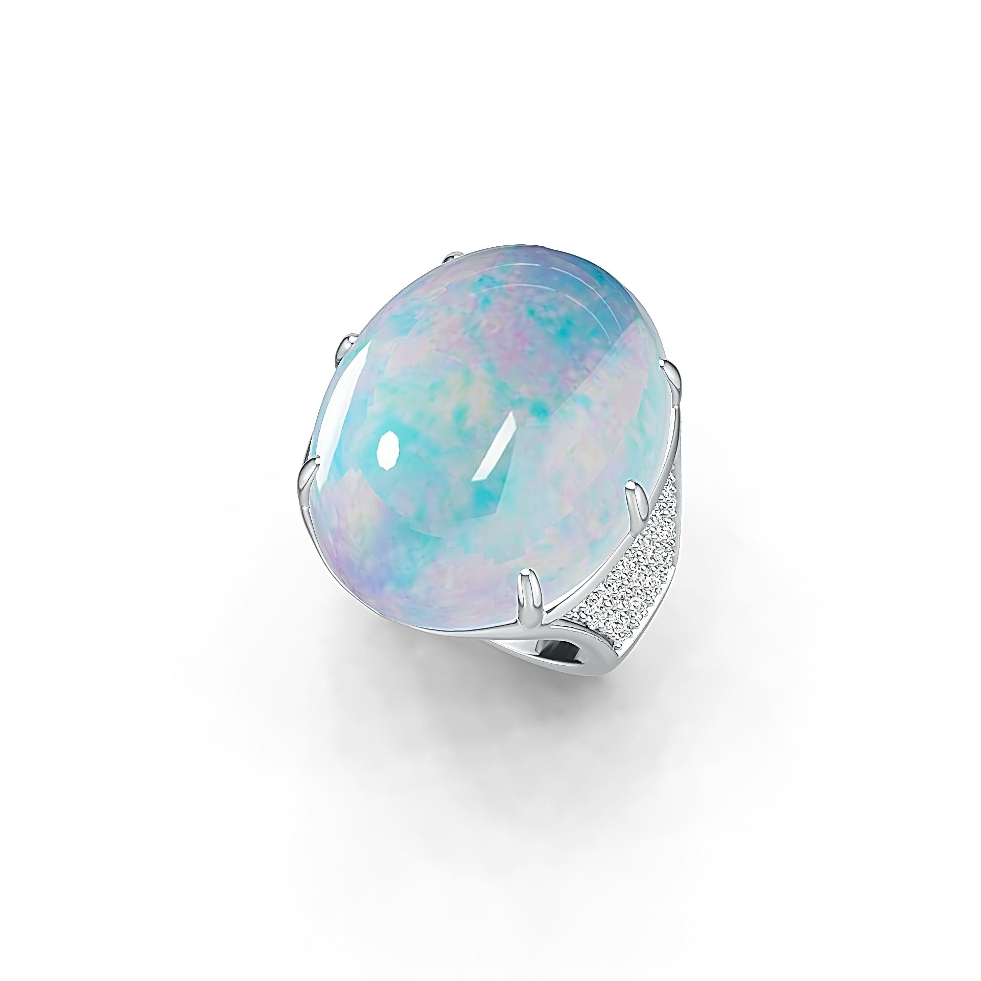 Sterling Silver Semi Mount Ring Setting Oval OV 24X18mm Cabochon DHJ