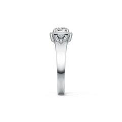 Platinum Semi Mount Ring Setting Round RD 6.5x6.5mm Halo Split Shank Diamond Accent DHJ