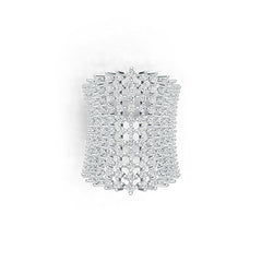 18K Gold Statement Ring Multi-Row with White Topaz or Moissanite Diamond Accent DHJ