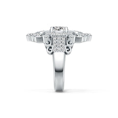 18K Gold Semi Mount Ring Setting Round RD 7x7mm Art Deco Diamond Accent DHJ