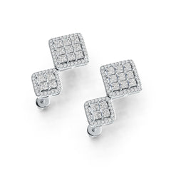 Sterling Silver Semi Mount Earrings Setting Princess SQ 2.5X2.5mm DHJ