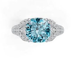 14K Gold Semi Mount Ring Setting Cushion CU 9X9mm Diamond Accent DHJ