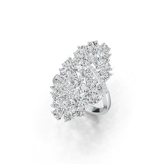 Sterling Silver Cocktail Cluster Ring with White Topaz or Moissanite