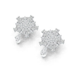 Sterling Silver Earrings Snowflake Theme with White Topaz or Moissanite DHJ