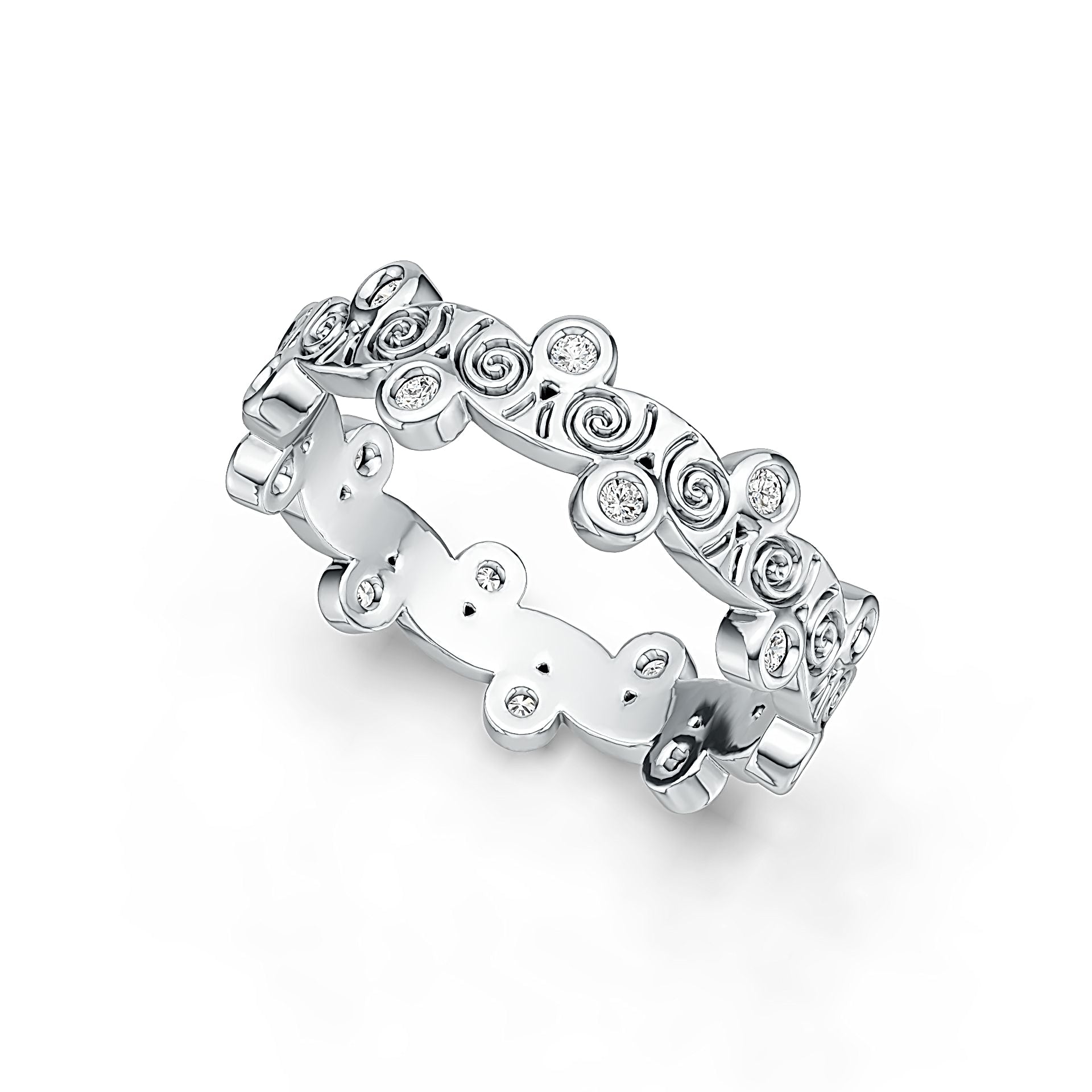 Sterling Silver Art Nouveau Ring with White Topaz or Moissanite Syzjewelry