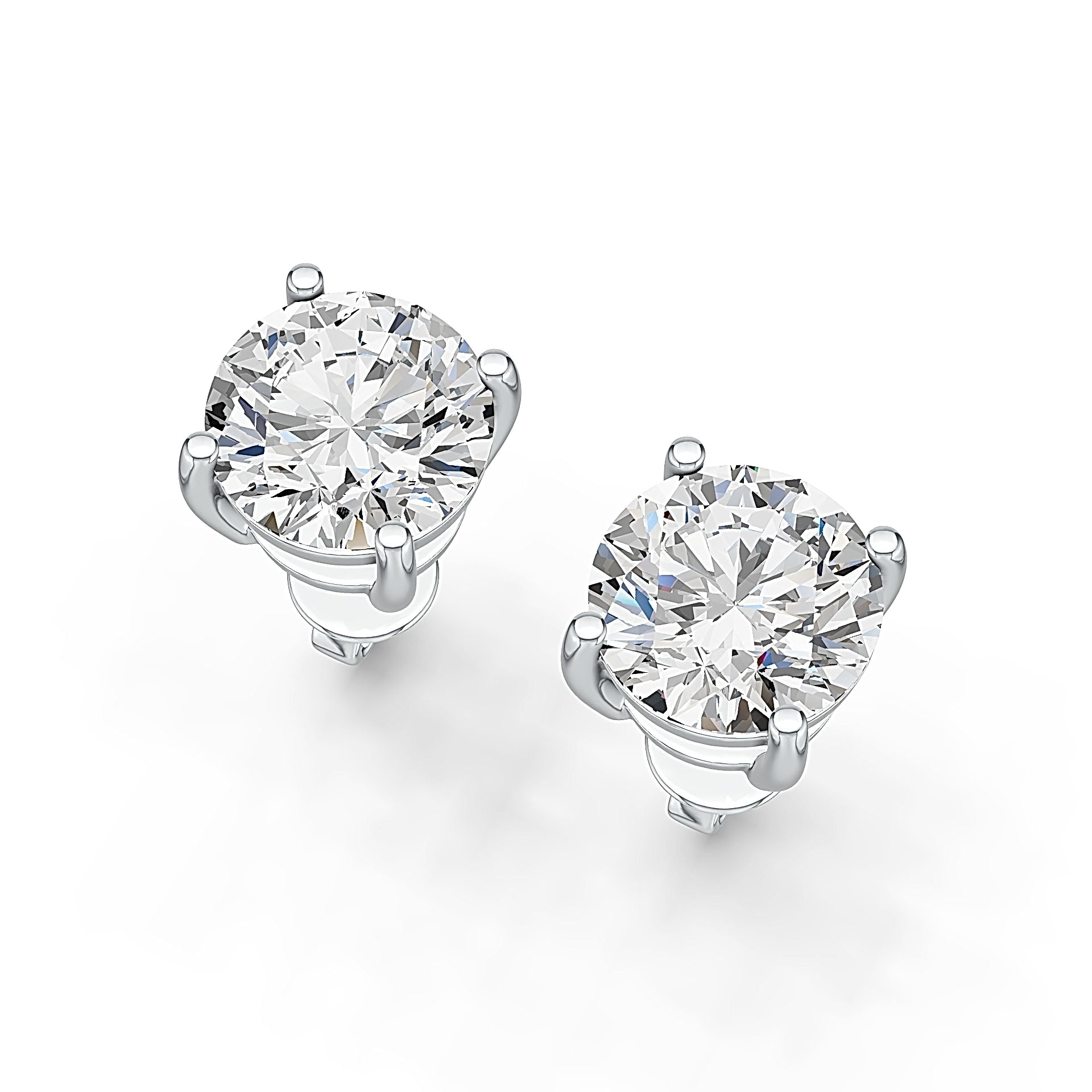 Sterling Silver Semi Mount Earrings Setting Round RD 8x8mm Simple Stud DHJ