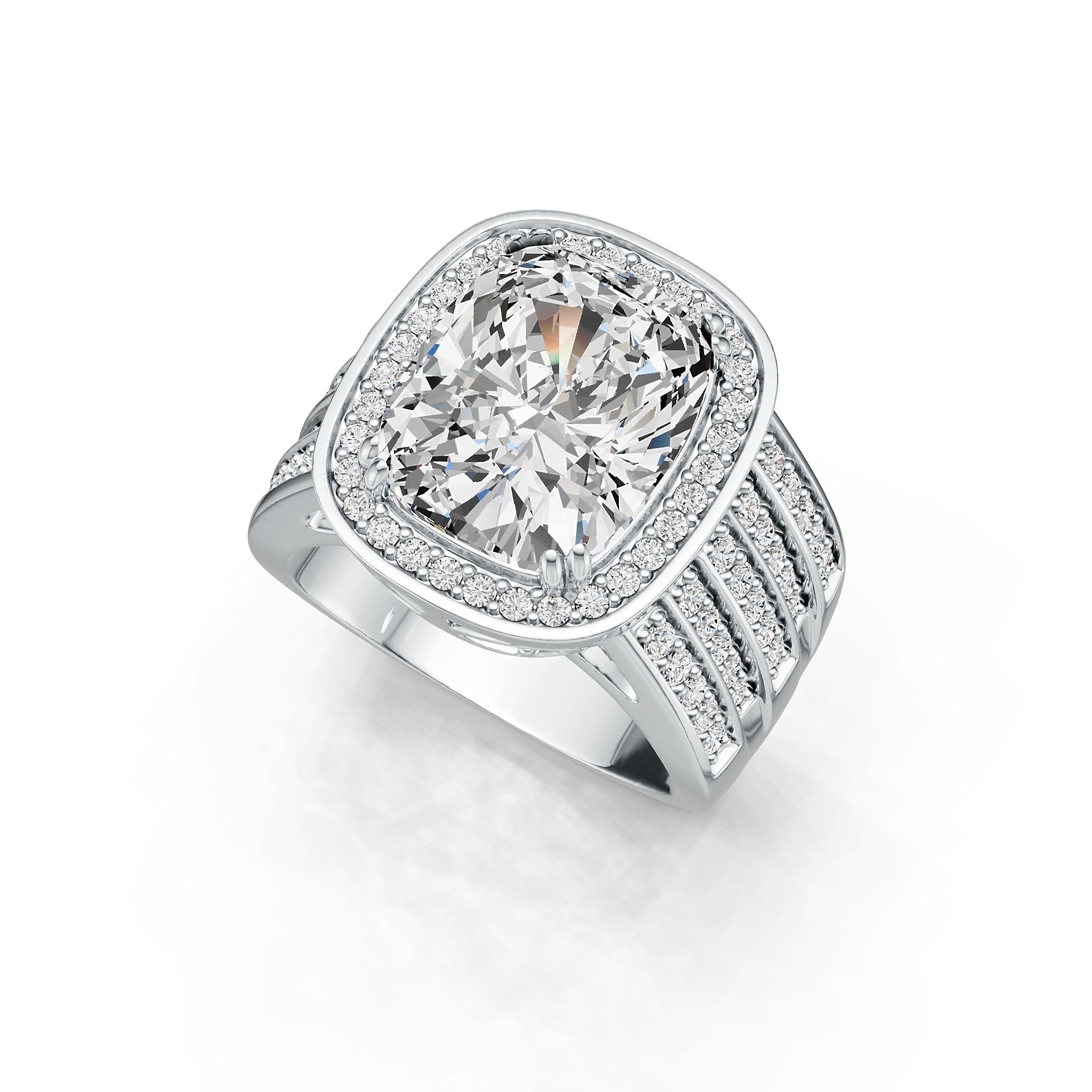 Sterling Silver Semi Mount Ring Setting Cushion CU 12X10mm with White Topaz DHJ