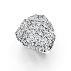 Sterling Silver Cocktail Ring Scalloped with White Topaz or Moissanite DHJ