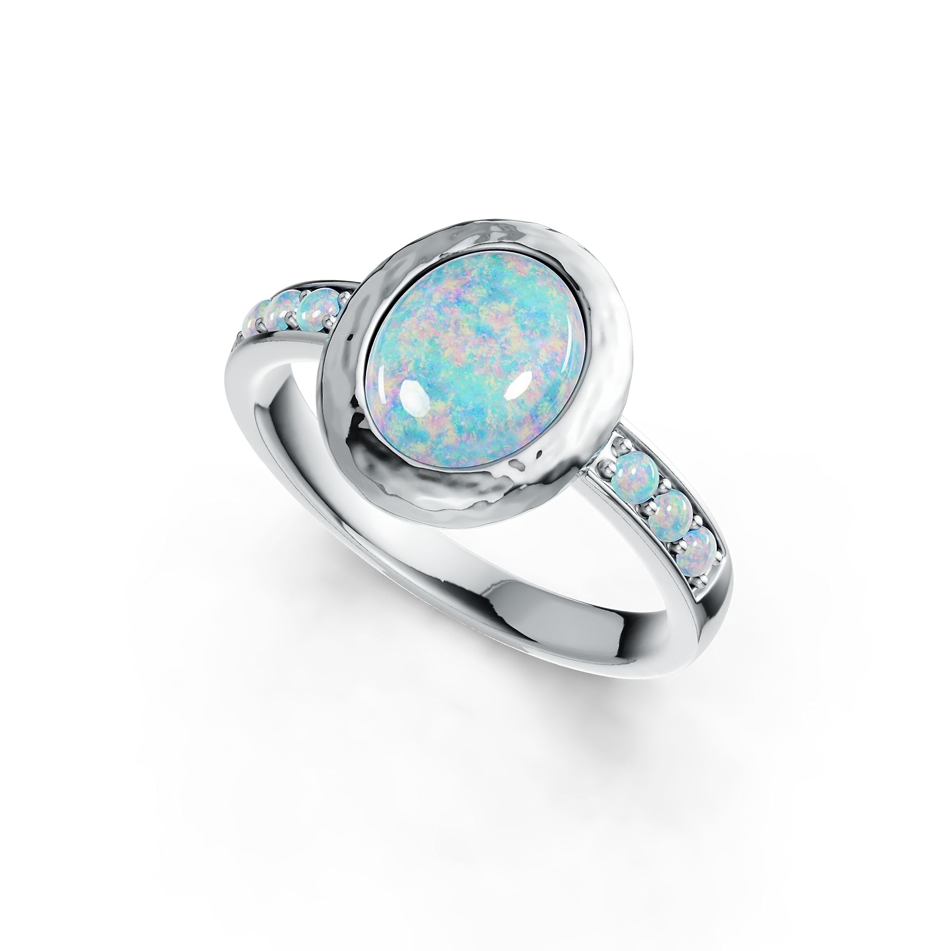 Sterling Silver Semi Mount Ring Setting Oval OV 10X8mm RD 2X2mm Cabochon DHJ