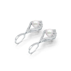 Platinum Semi Mount Earrings Setting Round RD 7x7mm Diamond Accent DHJ