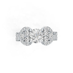 14K Gold Semi Mount Ring Setting Round RD 7x7mm Diamond Accent DHJ
