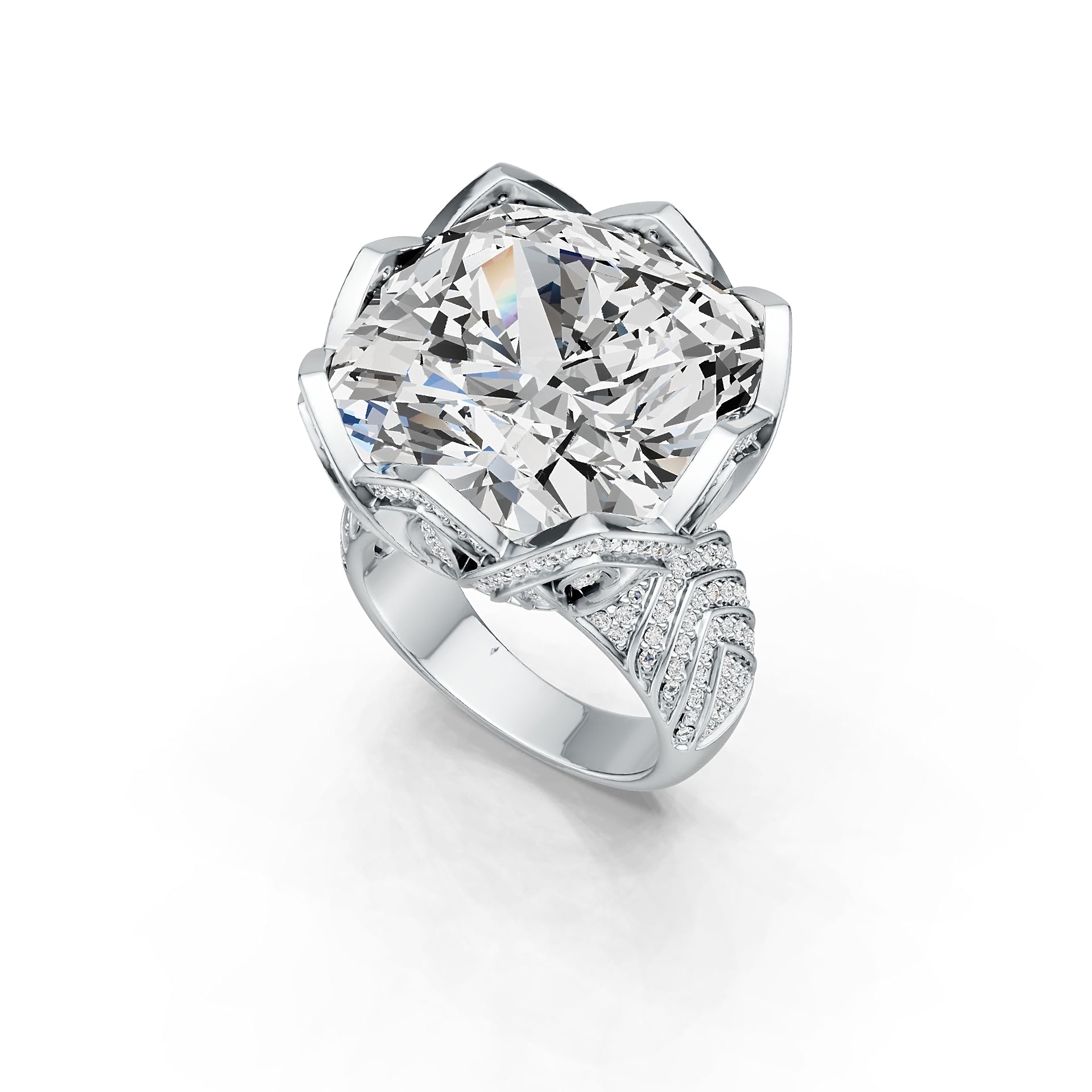 Sterling Silver Semi Mount Ring Setting Cushion CU 18X18mm DHJ