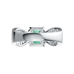 Platinum Semi Mount Ring Setting Emerald OCT 9X7mm SQ 3X3mm Diamond Accent DHJ