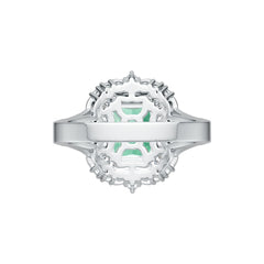 18K Gold Semi Mount Ring Setting Emerald OCT 10X8mm Double Halo Diamond Accent DHJ