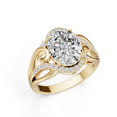 10K Gold Semi Mount Ring Setting Oval Ov 11x9mm Moissanite Accent Syz Jewelry