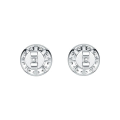18K Gold Semi Mount Earrings Setting Round RD 6x6m Halo Diamond Accent DHJ