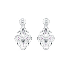 18K Gold Earrings Dangle Filigree Design with or Moissanite Diamond Accent DHJ