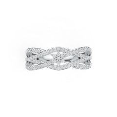 Platinum Ring Criss-Cross Infinity with White Topaz or Moissanite Diamond Accent DHJ