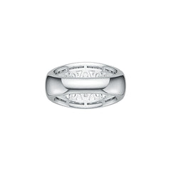 Platinum Pave Ring Heart Theme with White Topaz or Moissanite Diamond Accent DHJ