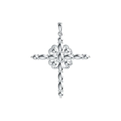 18K Gold Semi Mount Pendant Setting Oval OV 5x3mm RD 3x3mm Cross Theme DHJ