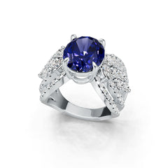 10K Gold Semi Mount Ring Setting Round Ro 11x9mm Moissanite Accent Syz Jewelry