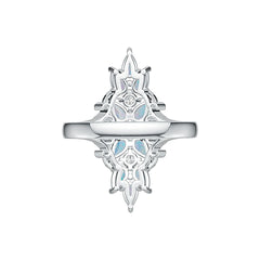 Platinum Semi Mount Ring Setting Pear PE 5X3mm Cabochon Diamond Accent DHJ