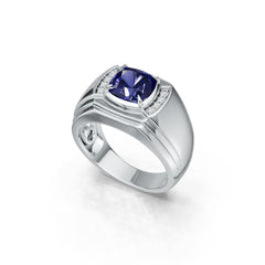 Men's Sterling Silver Semi Mount Ring Setting Cushion CU 8X8mm DHJ