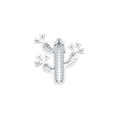 14K Gold Pendant Cactus Theme with White Topaz or Moissanite Diamond Accent DHJ