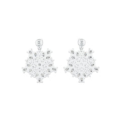 Sterling Silver Earrings Snowflake Theme with White Topaz or Moissanite DHJ