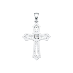 Platinum Semi Mount Pendant Setting Emerald OCT 5X5mm Cross Theme Diamond Accent DHJ