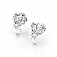 10K Gold Semi Mount Earrings Setting Round RD 8x8mm Moissanite Accent DHJ