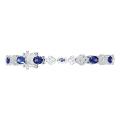 Platinum Semi Mount Bracelet Setting Oval OV 7x5mm Diamond Accent DHJ