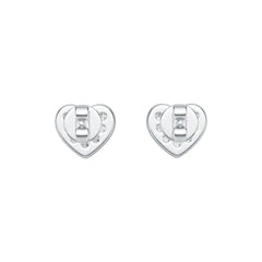Sterling Silver Earrings with White Topaz or Moissanite Heart Stud DHJ