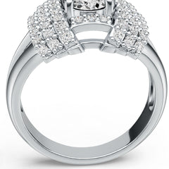 Platinum Semi Mount Ring Setting Oval OV 8X6mm Split Shank Diamond Accent DHJ