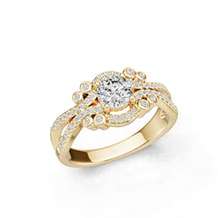 14K Gold Semi Mount Ring Setting Round Ro 5x5mm Diamond Accent Syz Jewelry