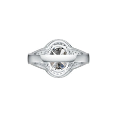 14K Gold Semi Mount Ring Setting Oval OV 9X11mm Split Shank Halo Diamond Accent DHJ