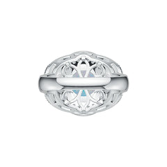 Platinum Semi Mount Ring Setting Round RD 8x8mm Cabochon Diamond Accent DHJ