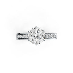 Platinum Semi Mount Ring Setting Round RD 8x8mm with Diamond Accent DHJ