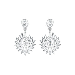 Sterling Silver Semi Mount Earrings Setting Pear PE 6X4mm with White Topaz DHJ