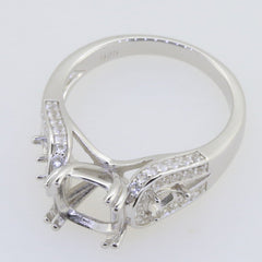 14K Gold Semi Mount Ring Setting Cushion CU 8x8mm Pear PE 4x3mm Diamond Accent Syzjewelry