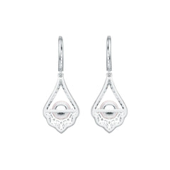 14K Gold Semi Mount Earrings Setting Round RD 7x7mm Diamond Accent DHJ