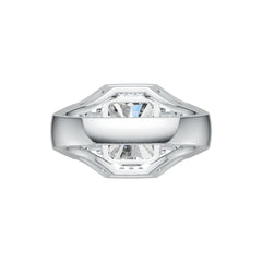 Platinum Semi Mount Ring Setting Emerald OCT 11x9mm OCT 6x4mm OCT 5x3mm Diamond Accent DHJ