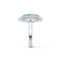 14K Gold Semi Mount Ring Setting Round RD 5x5mm PE Cabochon 5x4mm Diamond Accent DHJ