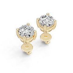 14K Gold Semi Mount Earrings Setting Round Ro 6x6mm Diamond Accent Syz Jewelry
