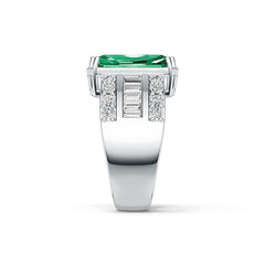 18K Gold Semi Mount Ring Setting Emerald OCT 16X9mm with White Topaz Diamond Accent DHJ