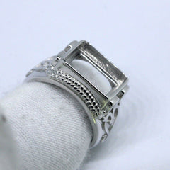 Men's Ring Settings Platinum Ring Mounting Emerald OCT 12x10mm Syzjewelry