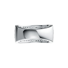 Sterling Silver Ring with White Topaz or Moissanite Wide Band Geometric DHJ