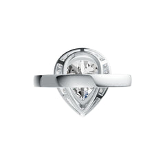 18K Gold Semi Mount Ring Setting Pear PE 12X10mm Halo Diamond Accent DHJ