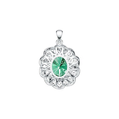 18K Gold Semi Mount Pendant Setting Oval OV 12X10mm with White Topaz Diamond Accent DHJ