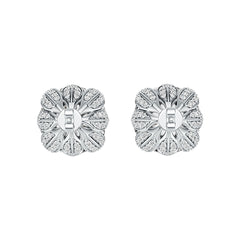 10K Gold Semi Mount Earrings Setting Round RD 15x15mm Hidden Halo Moissanite Accent DHJ